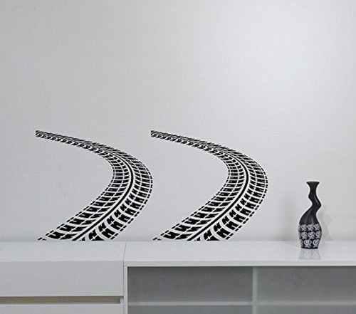 Tire Tracks Wall Sticker Car Vehicle Trace Vinyl Decal Race Racing Art Decorations for Home Kids Boys Room Garage Decor ttr2