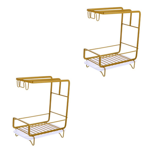 NOLITOY 2 Sets kitchen drainer sink dish cloth holder dishwashing rack kitchen draining rack sponge holder for kitchen dish sponge holder dish cloth rack Soap Storage rack carbon steel