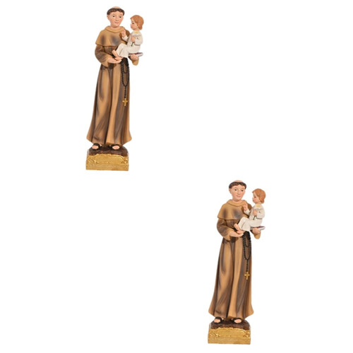 ARTIBETTER 2pcs Anthony Ornament Resin Crafts Office Decore Figurines Decor Jesus Sculpture Holy Family Statue San