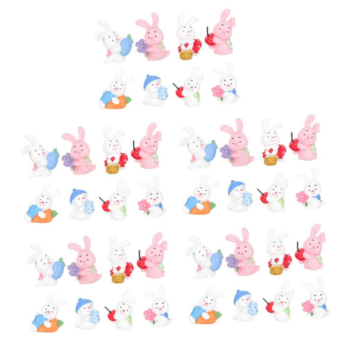 IMIKEYA 40 Pcs Rabbit Ornament Bunny Toys Mini Bunny Figurines Edible Easter Grass Miniature Bunny Figures Easter Bunny Decor Car Decor Cars Toy Rabbit Statue Resin Decoration Computer