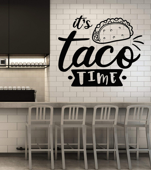 Vinyl Wall Decal Taco Time Mexican Tasty Food Kitchen Phrase Stickers Mural Large Decor (g4996) Black Vinyl Wall Decal Taco Time Mexican Tasty Food Kitchen Phrase Stickers Mural Large Decor (g4996) Black