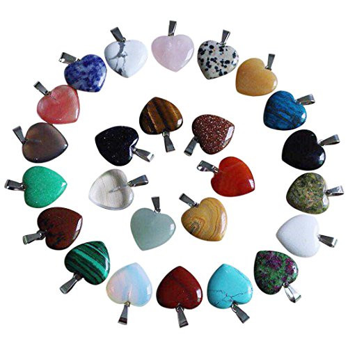 50pcs Charm Heart Shape Healing Crystal Chakra Quartz Stone Multicolor Gemstone Pendants DIY Necklace Earring Jewelry Making