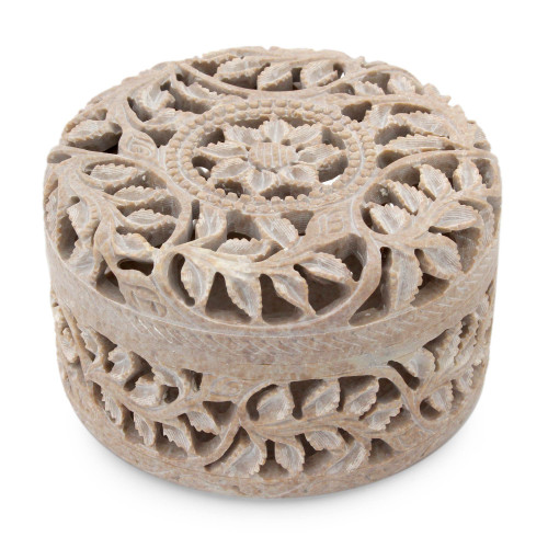 NOVICA Floral Arabesque Soapstone Jewelry Box