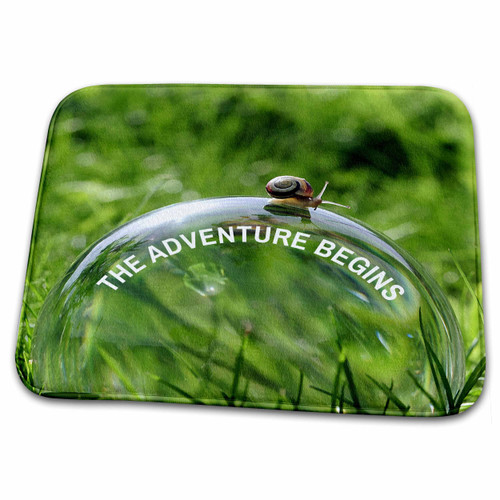 3dRose A snail on a soap bubble. The adventure begins. Funny gift - Dish Drying Mats (ddm-320877-1)