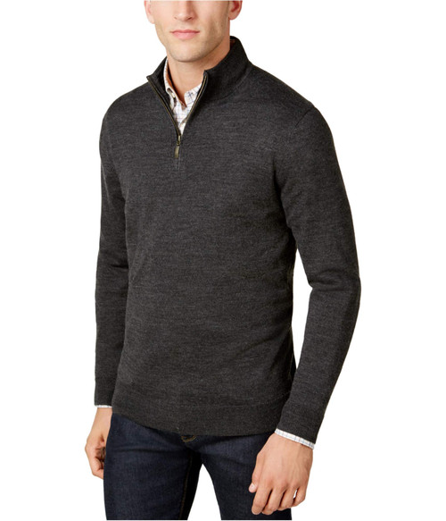 Alfani Club Room Mens LS Knit Pullover Sweater, Grey, Small