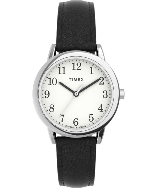 Timex Women's Easy Reader 30mm Watch - Black Strap White Dial Silver-Tone Case
