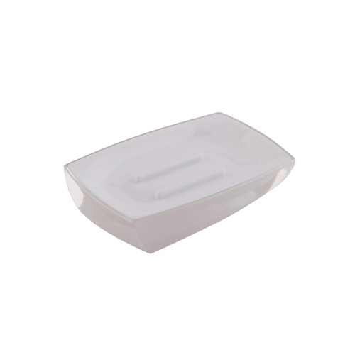 Axentia Graz Soap Dish Plastic, Plastic, White, ca. 11,4 x 2,2 x 7,5 cm