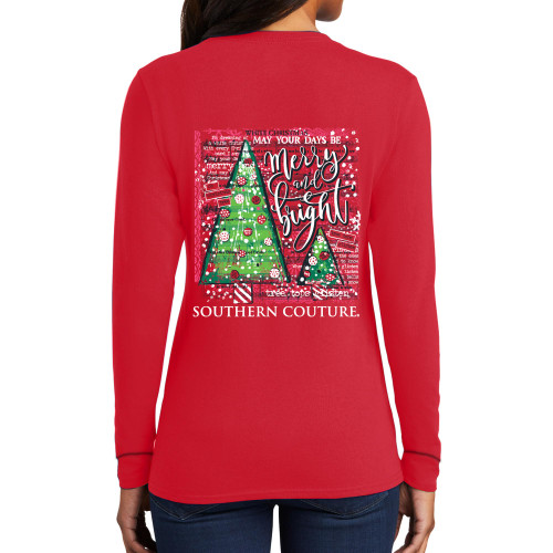 Southern Couture May Your Days Be Merry and Bright Sheet Music Red Cotton Christmas Long Sleeve T-Shirt, XXX-Large Southern Couture May Your Days Be Merry and Bright Sheet Music Red Cotton Christmas Long Sleeve T-Shirt, XXX-Large