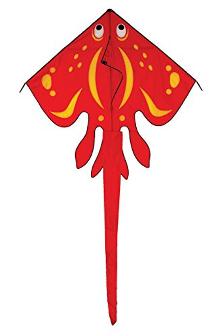 In the Breeze Red Stingray Kite - Large Single Line Kite - Ripstop Fabric - Kite Line and Bag Included