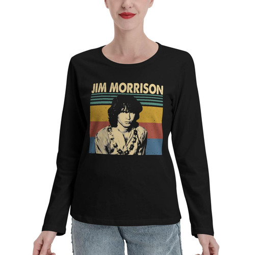 Rock Jim Music Morrison Singer Long Sleeve T Shirt Womens Casual Tee Summer Cotton Crew Neck T-Shirts Large Black Rock Jim Music Morrison Singer Long Sleeve T Shirt Womens Casual Tee Summer Cotton Crew Neck T-Shirts Large Black