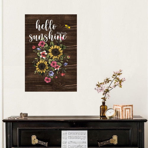 Hello Sunshine Sunflower Car Wall Art Wall Decals Stickers Removable Wall Stickers for Cafe Hotel Office Car Outdoors Vinyl 28in