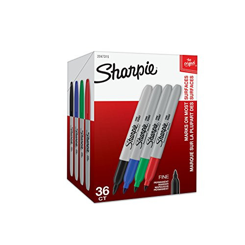 Sharpie Permanent Markers, Fine Point, Assorted Colors, 36 Pack