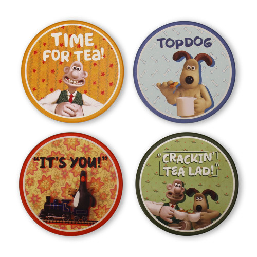 Half Moon Bay Aardman - Coasters - Wallace & Gromit Set of 4 Ceramic Coasters, Multi Coloured, One Size, CST4AA02