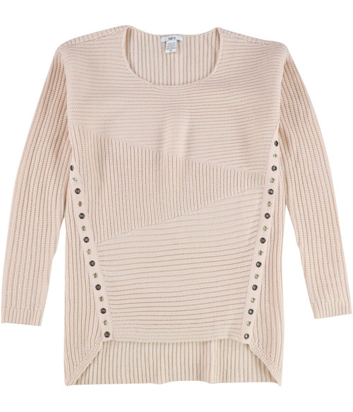 bar III Womens Asymmetrical Grommet-Detail Knit Sweater, Pink, X-Small