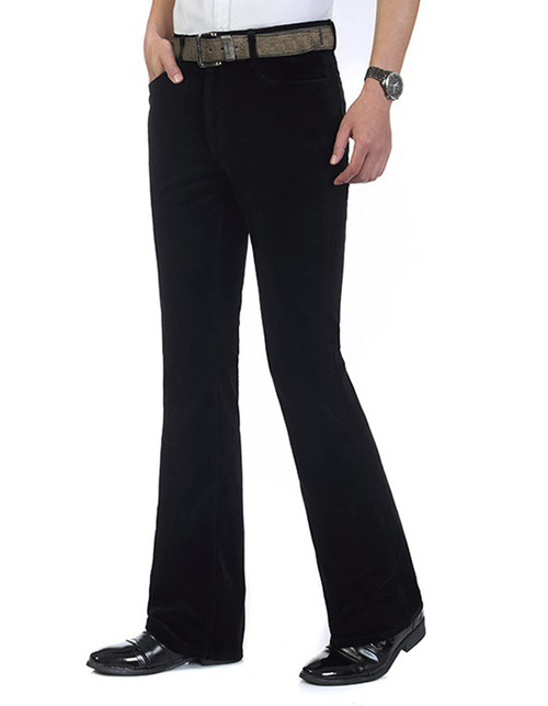 Idopy Men`s Classic Corduroy Bell Bottom Flares Jeans Stretchy 60s 70s Bootcut Pants Trousers black/31