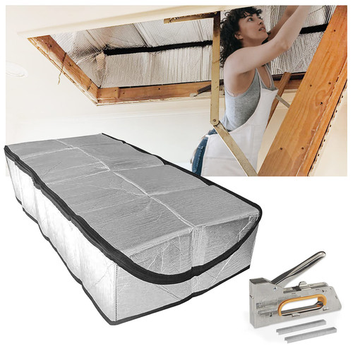 Attic Stairway Insulation Cover - Premium Energy Saving Attic Stairs Door Ladder Insulator Pull Down Tent with Zipper 25 in x 54 in x 11In (Attic Cover + Installation Tool)