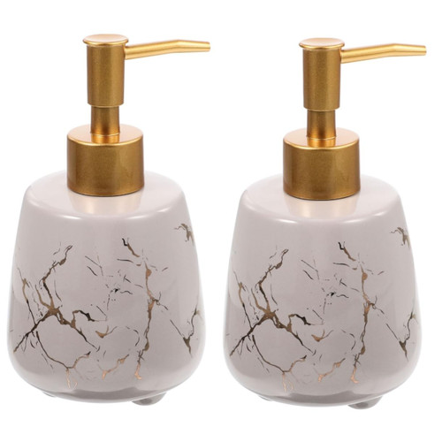 Cabilock 2pcs Bottle Porcelain Pump Bottle Shampoo Bottle Conditioner Ceramic Lotion Dispenser Lotion Pump Bottle Hand soap Bottle Ceramics handwashing Fluid Travel Vintage
