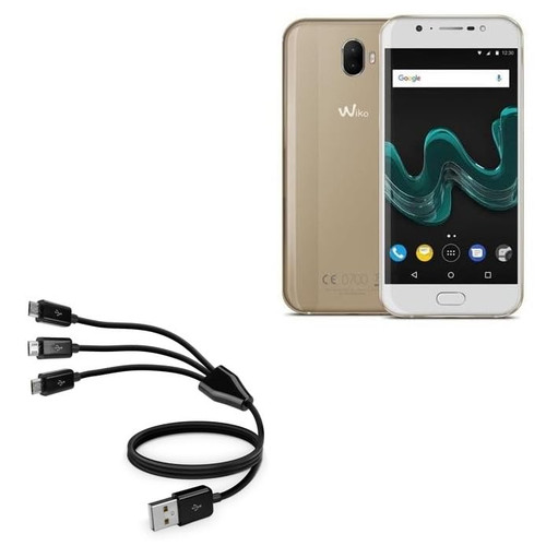 BoxWave Cable Compatible with Wiko WIM - MultiCharge MicroUSB Cable, Multiple Charging Cable Micro USB Cable - Black