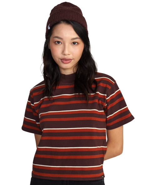 RVCA Womens Cropped Boxy Tees - Kinney (Espresso, Small)