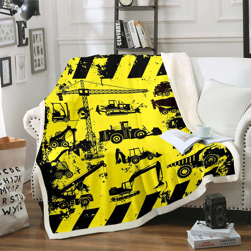 Kids Excavator Fuzzy Blanket for Sofa Bed Couch for Boys Son Cartoon Construction Cars Decor Yellow Fleece Throw Blanket Black Machinery Vehicles Sherpa Blanket Equipment Trucks,Throw 50x60 Inches Kids Excavator Fuzzy Blanket for Sofa Bed Couch for Boys Son Cartoon Construction Cars Decor Yellow Fleece Throw Blanket Black Machinery Vehicles Sherpa Blanket Equipment Trucks,Throw 50x60 Inches
