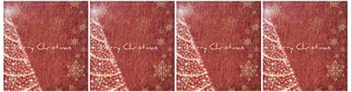 3dRose cst_28073_3 Deep Red Christmas Tree and Snowflakes-Ceramic Tile Coasters, Set of 4