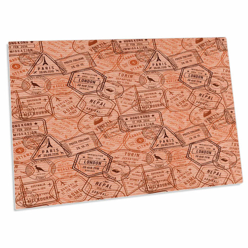 3dRose Orange and Black Travel Stamps Pattern - Desk Pad Place Mats (dpd-342222-1)