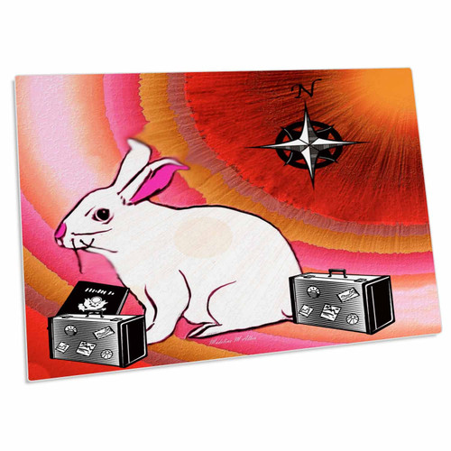 3dRose SmudgeArt Animal Designs - Travel Bunny - Desk Pad Place Mats (dpd-7150-1)