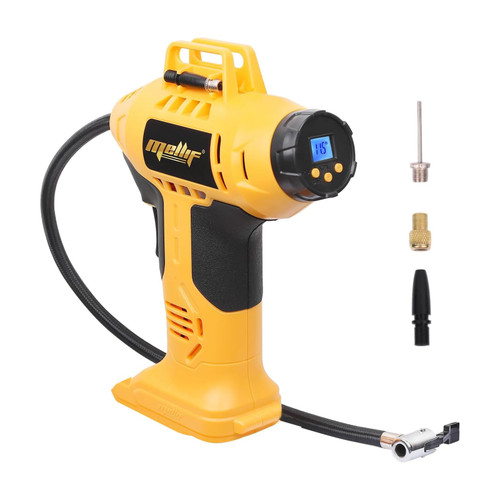 Tire Inflator Air Compressor, Compatible with Dewalt 20v Max Battery Mellif 160 PSI Cordless Portable Electric Air Pump with Digital Pressure Gauge for Car, Bike, Sport Ball (TOOL BARE) (Yellow)
