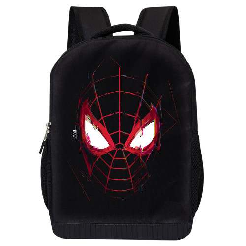 Marvel Comics Spiderman Backpack - Into The Spider-Verse Black Knapsack 16 inch Mesh Padded Bag (Miles Morales 1)