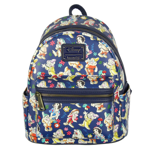 Loungefly Disney Snow White and the Seven Dwarfs Floral Watercolor Allover Print Mini Backpack Loungefly Disney Snow White and the Seven Dwarfs Floral Watercolor Allover Print Mini Backpack