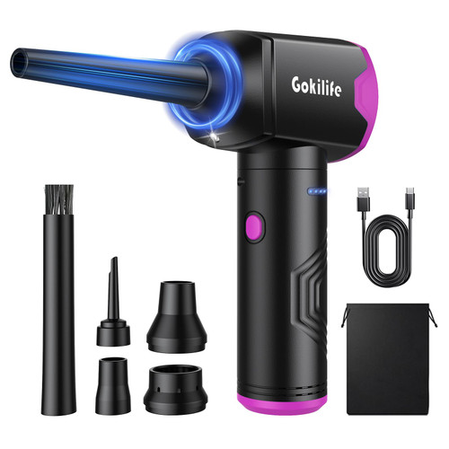 Gokilife Compressed Air Duster - Keyboard Cleaner 3 Gear Adjustable 100000RPM Air Duster Air Blower with Led Light for Keyboard, PC, and Car Cleaning, Replacement for Canned Air Duster 6000mAh-Purple Gokilife Compressed Air Duster - Keyboard Cleaner 3 Gear Adjustable 100000RPM Air Duster Air Blower with Led Light for Keyboard, PC, and Car Cleaning, Replacement for Canned Air Duster 6000mAh-Purple