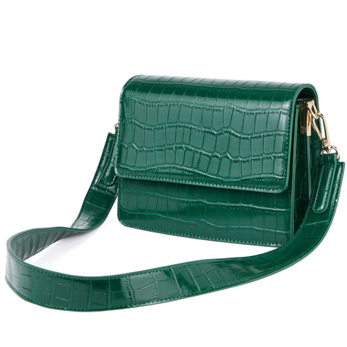 Telena Crossbody Bags for Women Vegan Leather Purses for Women Crossbody Handbag Purse with Adjustable Strap Crocodile Green