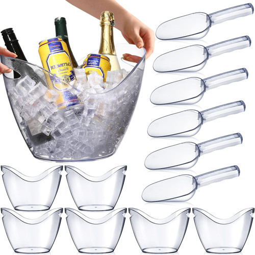 12 Pcs 8 Liter Acrylic Champagne Ice Buckets with Ice Scoops Set for Parties, 6 Pcs Beverage Tub Clear Ice Bucket for Cocktail Bar Large Wine Bucket Chiller Bin and 6 Pcs Plastic Scoop for Beer Drink 12 Pcs 8 Liter Acrylic Champagne Ice Buckets with Ice Scoops Set for Parties, 6 Pcs Beverage Tub Clear Ice Bucket for Cocktail Bar Large Wine Bucket Chiller Bin and 6 Pcs Plastic Scoop for Beer Drink