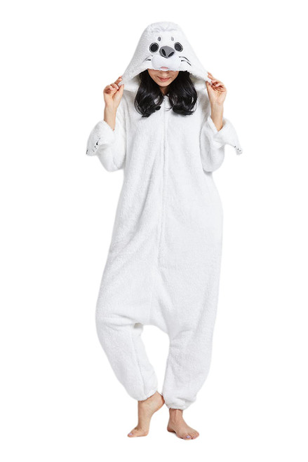 DELEY Unisex Adult Seal Onesie, Halloween Cosplay Costume Animal Pajamas Homewear Sleepwear Jumpsuit DELEY Unisex Adult Seal Onesie, Halloween Cosplay Costume Animal Pajamas Homewear Sleepwear Jumpsuit