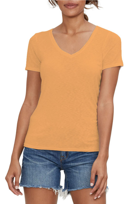 Michael Stars Women's Short Sleeve Nia V-Neck T-Shirt (Citrus, One Size)