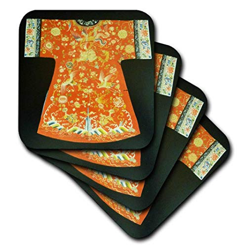 3dRose cst_34727_3 Horses and Herons Red Chinese Coat-Ceramic Tile Coasters, Set of 4
