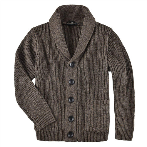 VOBOOM Men's Knitwear Button Down Shawl Collar Cardigan Sweater with Pockets (Coffee, Medium) VOBOOM Men's Knitwear Button Down Shawl Collar Cardigan Sweater with Pockets (Coffee, Medium)