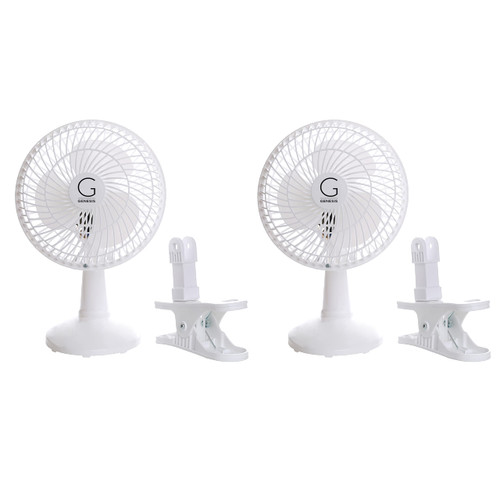 Genesis 6-Inch Clip Convertible Table-Top & Clip Fan Two Quiet Speeds - Ideal For The Home, Office, Dorm, More White (A1CLIPFANWHITE)