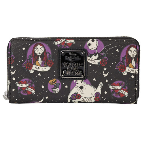 Loungefly Disney The Nightmare Before Christmas Tattoo Art All Over Print Faux Leather Wallet