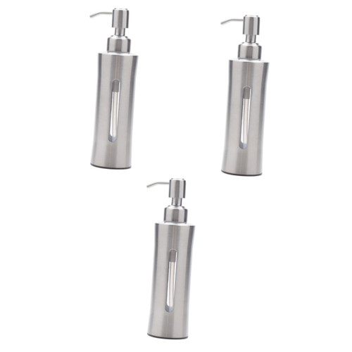 Cabilock 3pcs Stainless Steel soap Bottle Press Pump Bottle soap Dispenser Pump Rust Proof Pump Liquid Bottle Cleaning Solution Dispenser Liquid soap Pump handwashing Fluid Portable