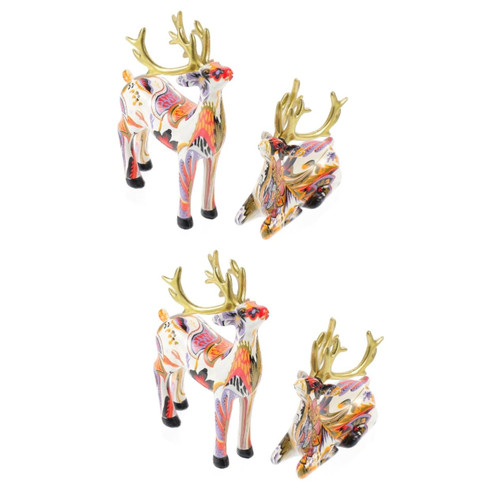 NOLITOY 4 pcs Deer Ornament Christmas Decor Miniature Animal Figurines Wedding Decoration elk Figurine Bedroom Ornaments Resin Wine Cabinet Ornaments Deer Craft Decorations Deer Statue car