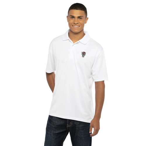 Vantage Apparel Men's Collegiate Premium Moisture Wicking White Icon Polo, North Carolina State Wolfpack, White, Large