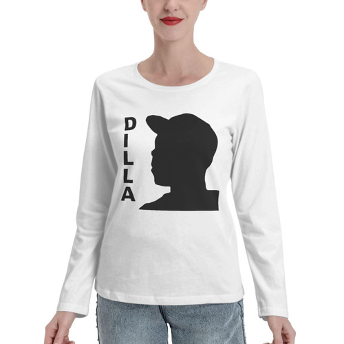 J Rapper Dilla Singer Long Sleeve T Shirt Womens Casual Cotton Tee Classic Round Neckline White Tshirt J Rapper Dilla Singer Long Sleeve T Shirt Womens Casual Cotton Tee Classic Round Neckline White Tshirt
