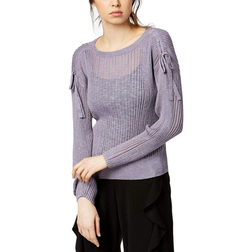bar III Womens Ribbed Knit Sweater, Purple, Large