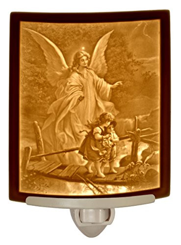 Angel At the Bridge - Curved Porcelain Lithophane Night Light