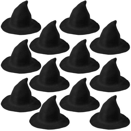 Mepase 12 Pieces Halloween Witch Hat Knitted Witch Cap Women Wizard Hat Witch Accessories for Halloween Masquerade Cosplay Daily Costume Accessory, Black