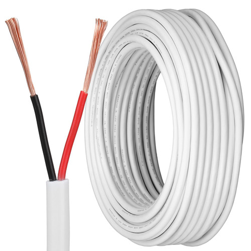 Timgle Stranded Electrical Wire Stranded White, 100 ft Fire Security Cable, CL3 Shielded OFC Rated Burglar Station Bell Wire for Heating Air Conditioning, Indoor, Outdoor (2Cx18AWG)