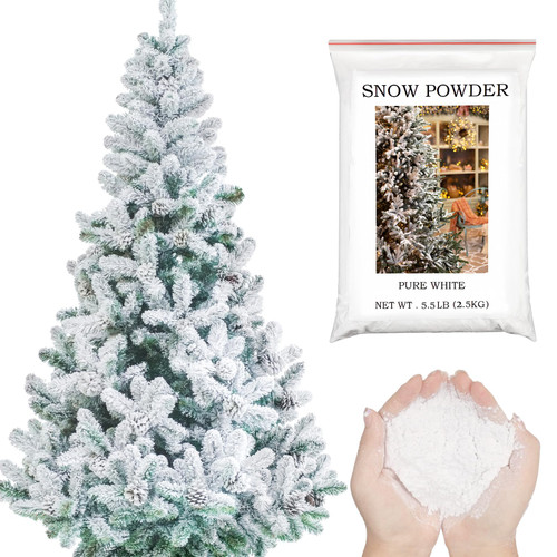 Ganeen 5.5 Lb/ 2.5 kg Christmas Self Adhesive Snow Flocking Powder Artificial Fake Snow Powder Snow Flocking Instant Snow Decorations Holiday Crafts for Christmas Tree Garlands Village Home