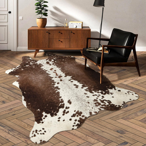 DweIke Faux Cowhide Rug, 4.6ft x 5.2ft Luxury Cow Print Rugs, Faux Fur Animal Cow Hide Carpet for Bedroom, Living Room, Office, Home Decor, Non-Slip Cute Cowhide Rug, LE1-52 DweIke Faux Cowhide Rug, 4.6ft x 5.2ft Luxury Cow Print Rugs, Faux Fur Animal Cow Hide Carpet for Bedroom, Living Room, Office, Home Decor, Non-Slip Cute Cowhide Rug, LE1-52