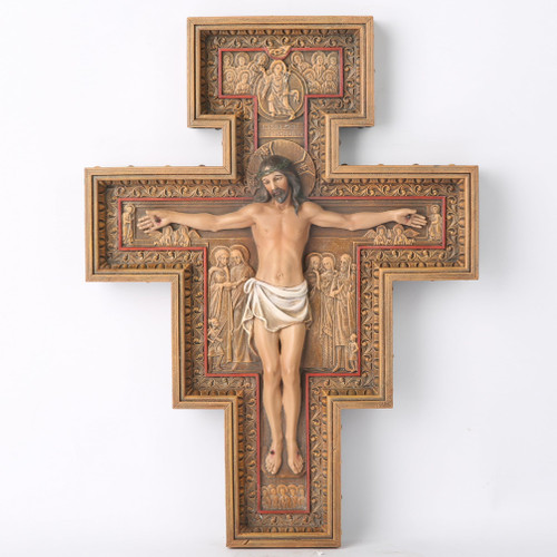 BC CATHOLIC San Damiano Crucifix Cross, Wall Cross, Cathlic gift, Vintage Style, Hand Painted in wood and Realistic Finish, 12"H BUILDCLASSIC BC CATHOLIC San Damiano Crucifix Cross, Wall Cross, Cathlic gift, Vintage Style, Hand Painted in wood and Realistic Finish, 12"H BUILDCLASSIC